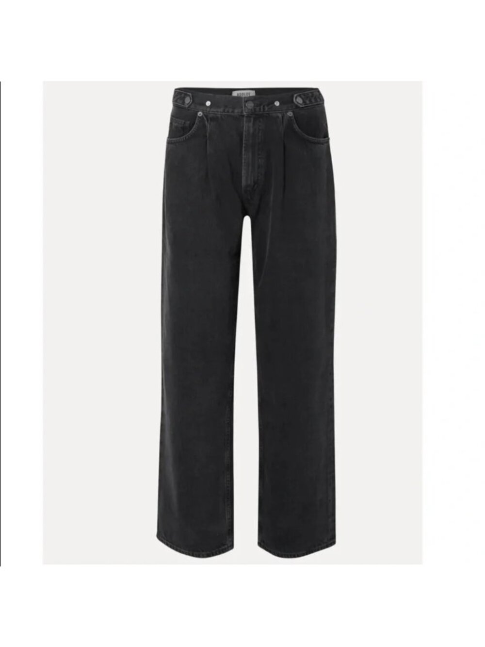 Agolde Baggy Adjustable Tab Pleated Wide Leg Jeans in Black Sz 24